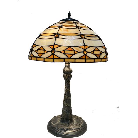 Pied de lampe de table Tiffany avec mosaïque Série Ivoire D-40cm