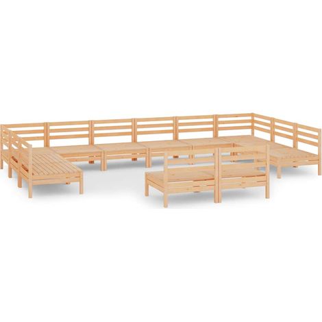 Maison Exclusive - 12-tlg. Garten-Lounge-Set Massivholz Kiefer (1/5)