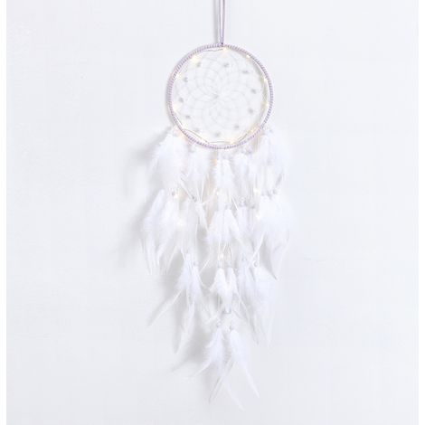 Attrape-rêves blanc, décoration murale arbre de vie, avec pierre de cristal de guérison naturelle, cristal de roche parfait, attrape-rêves fait main pour la décoration de chambre, cadeau artisanal - R