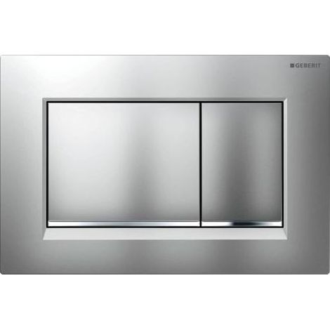 Plaque de commande carrée compatible Geberit Sigma20 (anciennement Sigma30) pour double chasse : laque chromée mate, revêtement facile à nettoyer, chrome poli (115.883.JQ.1) (1/4)
