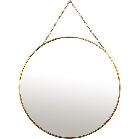 Miroir rond en métal doré avec chainette 30cm (1/2)