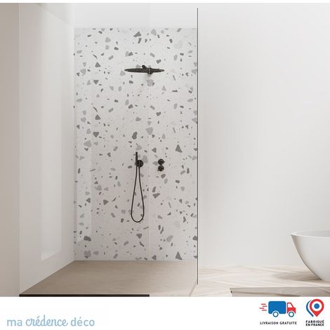 Panneau de douche : Terrazzo di Vigoleno - Couleur Gris clair - Alu composite - 90 - 245 (1/2)