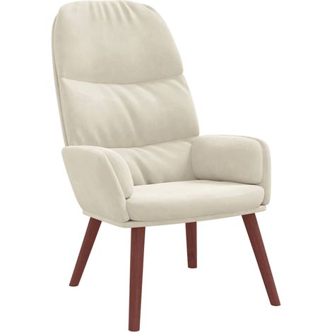 vidaXL Sedia Relax Bianco Crema Velluto (1/5)