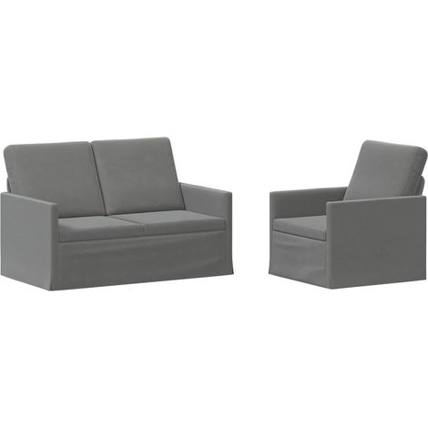 Sofa Set 2 pcs Dark Grey Velvet vidaXL (1/5)