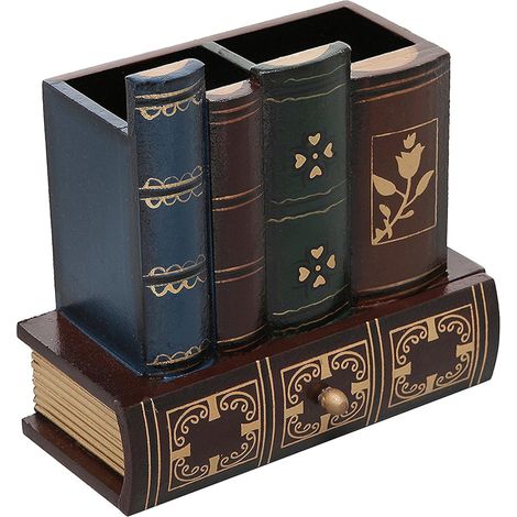 Organisateur de Bureau en Bois avec Tiroir et Porte-Crayons Décoratif (1/5)