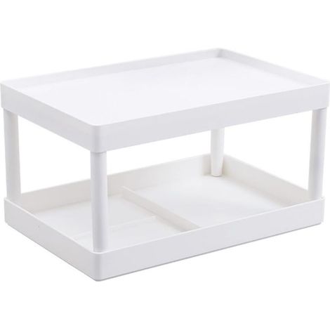 Organisateur de bureau double couche, rangement cosmétique, couleur blanc, pratique pour ranger accessoires et articles de bureau (1/5)