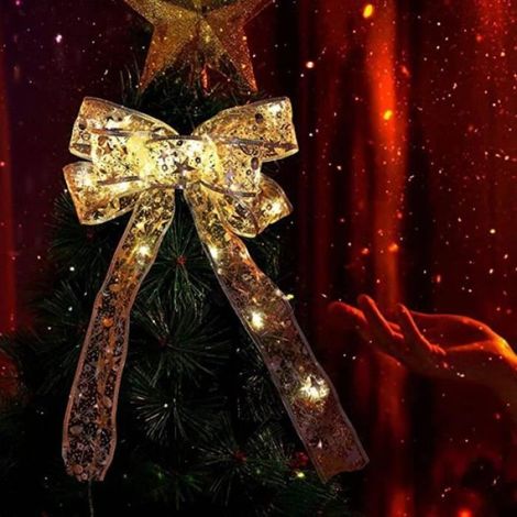Taille 4m d'or lumière chaude Ruban lumineux LED pour décoration de noël, arbre de noël, ornements, bricolage, nœuds en dentelle, (1/4)
