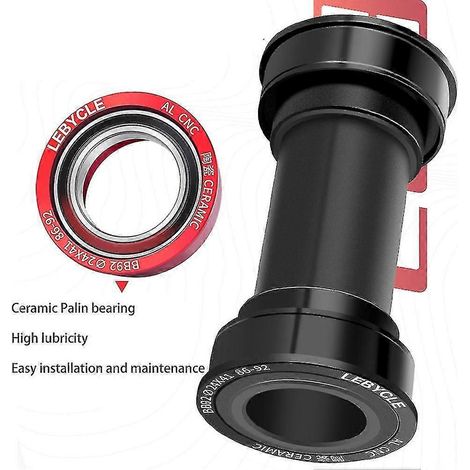 Boîtier de pédalier Lebycle BB86 BB92 avec roulements en céramique pour vélos, rouge (1/3)