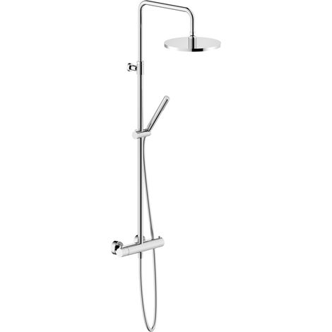 Nobili – Colonne de douche thermostatique en inox – Douche de tête Ø 250 mm – Flexible 150 cm – Blocage de sécurité à 38 °C