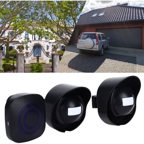Sonnette de porte intelligente sans fil et étanche avec capteur, alarme de sécurité pour allée et jardin, 1 alarme + 2 capteurs, norme américaine 110-240 V (1/5)