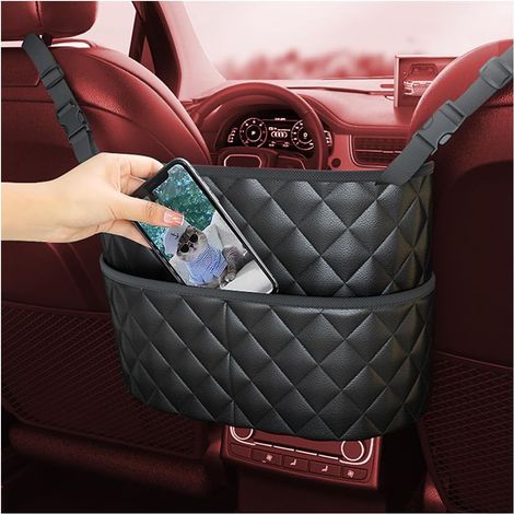 Organisateur à Suspendre en Cuir Entre Les Sièges de Voiture, Pochette de Rangement de Sac à Main Siège pour Auto Universelle, Organisateur de Dossier de Siège de Poche pour Téléphone Bourse (1/5)