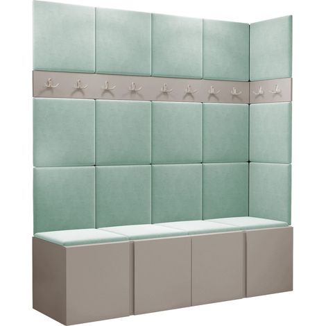 Conjunto para recibidor Pinis II, Manila 11, 186x168x46cm, Aglomerado laminado, Tapiz, Colocada, Montada en la pared