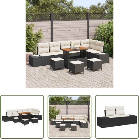 vidaXL Canapé moderne - Ensemble de canapé de jardin avec coussin 10 pcs Noir polyrotin (1/5)