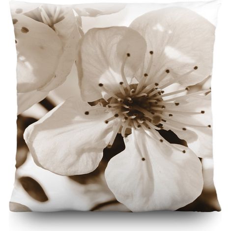 Coussin fleurs beige - 45 cm x 45 cm (1/5)