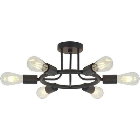 Lustre rond suspendu pour salon, salle à manger, chambre, bureau, Éclairage de restaurant style loft, couleur foncée, pour cuisine, couloir, entrée, gain de place, 1 à 2 cm (1/2)