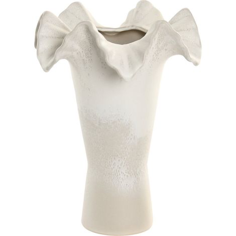 Jarron Ceramica 26X26X33 Ondulado Blanco (1/4)