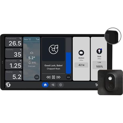 Shelly – Panneau de commande domotique Wi-Fi avec écran tactile 6,95" – Thermomètre, hygromètre, capteurs de lumière – Pour maison connectée