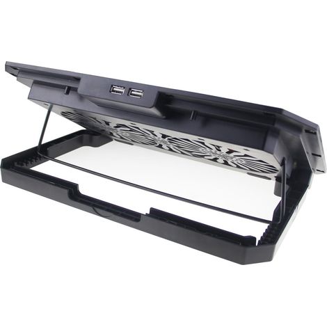 Support de refroidissement pour ordinateur portable avec 2 ventilateurs réglables en hauteur Support de téléphone intégré en métal et support de durabilité pour ordinateur portable (1/4)