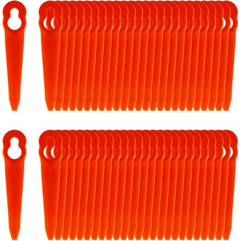 100 lames plastique ultra-minces orange L83. Pour tondeuses spécifiques, coupe nette et précise.