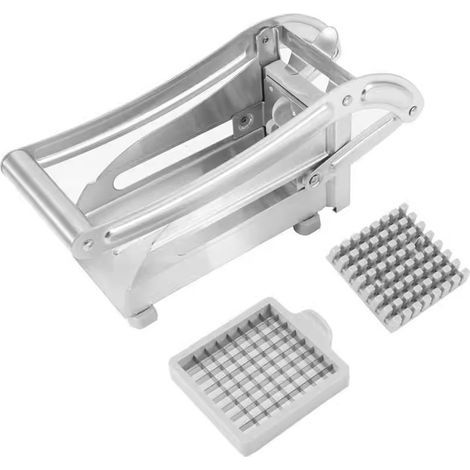 Coupe-frites professionnel en acier inoxydable – 2 lames interchangeables – Coupe les pommes de terre uniformément – Facile à nettoyer (1/5)