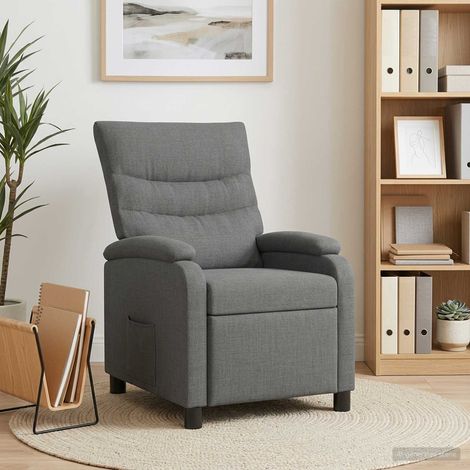 vidaXL Recliner Gris oscuro Tela (1/5)