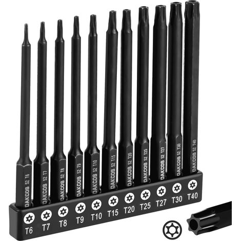 Lot de 11 embouts Torx long visseuse inviolables, longueur 100 mm (1/5)