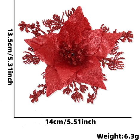 Fleur Artificielle - 16 cm - Décoration Arbre De Noël - Pendentif Cadeau De Noël - Lot De 1 (1/4)