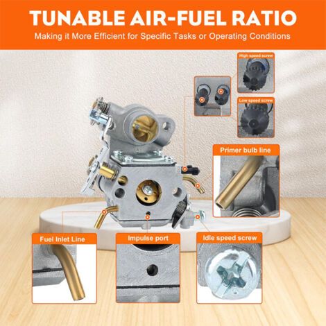 NALOOKAMIC  Carburateur 545070601 C1M-W26C pour tronçonneuse P3314 P3816 P3416 P4018 Pièces C1M-W26 Réglage du filtre à air (1/4)
