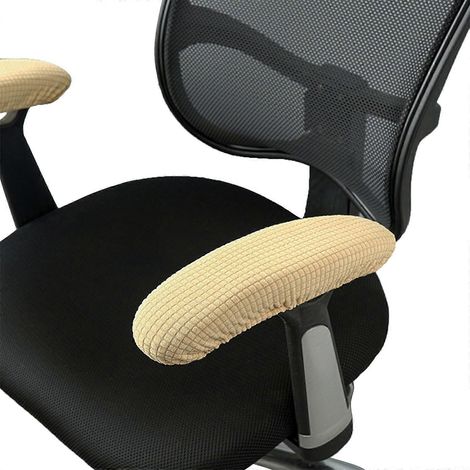 1 paire de housses élastiques pour accoudoirs de chaise de bureau, beige (1/5)