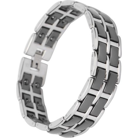 Bracelet magnétique simple en acier titane noir, bracelet de magnétothérapie pour soulager la douleur (1/5)