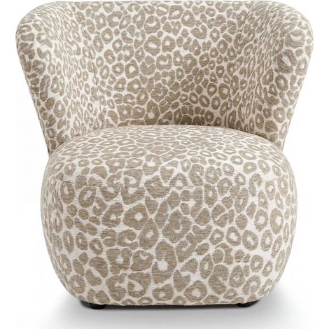 CAPRI - Fauteuil tissu imprimé animalier - Beige