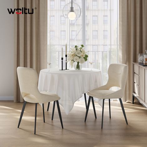 WOLTU 2x Esszimmerstühle Küchenstühle mit Ausschnitt Rückenlehne, Samt Polsterstühle, für Esszimmer, Küche, Schlafzimmer, Beige (1/5)