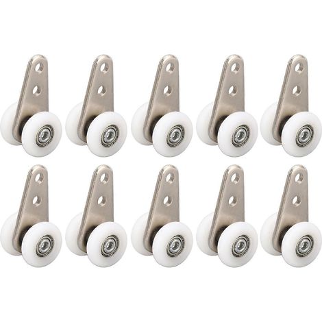 10 Stück 23 mm Nylon-Rollen mit Edelstahlhalterung für Schiebetüren und Fenster, weiß (1/4)