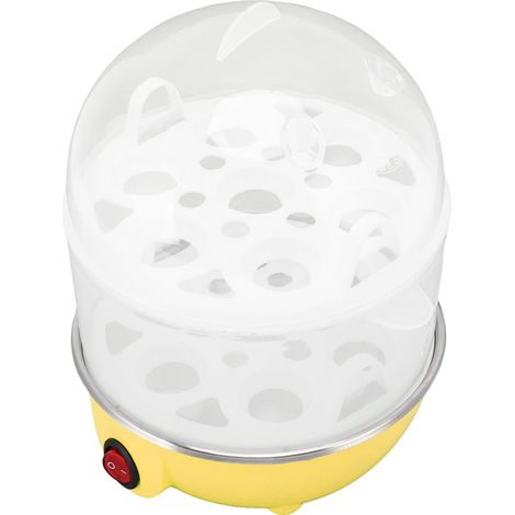 Cuiseur à œufs domestique 350 W, 2 niveaux, 14 œufs par cuisson, arrêt automatique, sécurité, durable, en polypropylène (PP), avec verre doseur. (1/5)