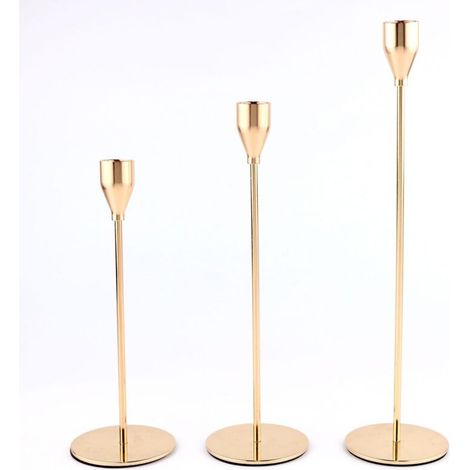3 Pcs Chandelier. Bougeoir Doré Convient aux Bougies épaisses de 3/4 Pouces et Bougies LED. Bougeoir pour Bougie Conique pour décor. Mariage. dîner aux chandelles. Saint Valentin. Fêtes (1/5)