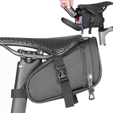 bolsa para sillín de bicicleta, impermeable, para hombre, con cierre de velcro y tiras reflectantes para bicicletas de montaña, de carretera y plegables