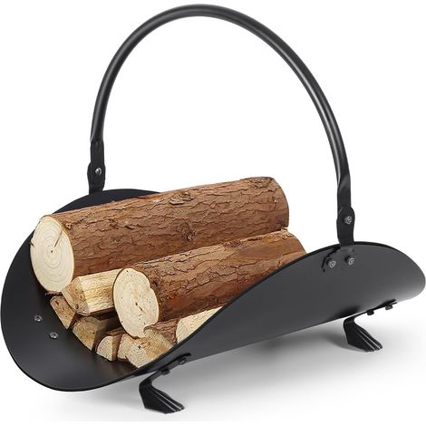 Leñero para chimenea - Leñero de interior - Cesta para leña - Para pilas de leña - Negro (1/5)