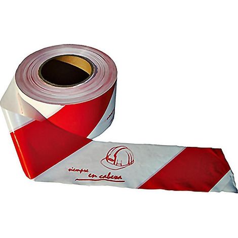 JAR banda señales  8cm.bicolor-400 250mt rollo , Banda de señalización bicolorRollo de 250 metrosGalga 400Ancho de la cinta 8cmColor blanco y rojoFabricada en p
