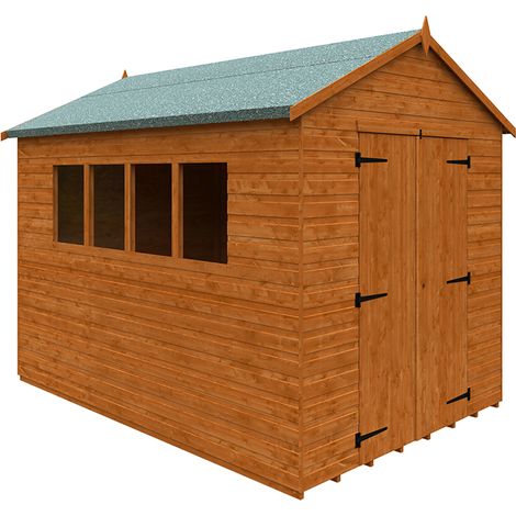 10 x 7 Feet Workshop 12mm Shed - Solid Wood/Softwood/Pine - L295 x W205 x H247.5 cm - Burnt Orange