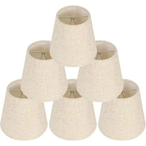 Ensemble de 6 abat-jour pour lampes de table, abat-jour à pince, abat-jour de rechange en lin, petits abat-jour à pince pour tables de chevet, appliques murales en cristal et chandeliers (1/4)