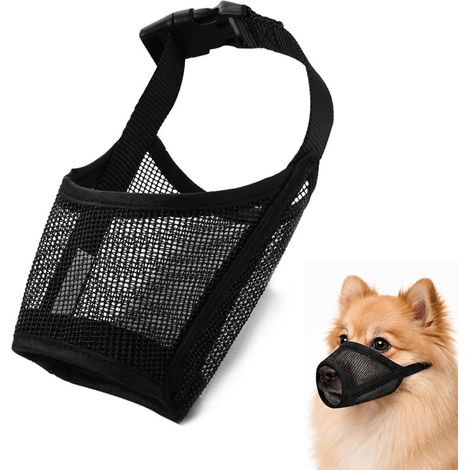 Museruola Nera per Cani, Regolabile per Cani di Piccola Taglia 6-12 kg, Traspirante con Foro per Ansimare e Bere, Antimorso, per Tolettatura da Passeggio e Veterinario (1/5)