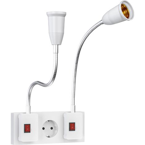 Douille E27, douille avec interrupteur, 2 pièces douille avec câble flexible pour ampoule LED E26/E27, lampe de cuisine AC 230V, lampe de lecture, applique murale, sans ampoule - 30cm (1/5)