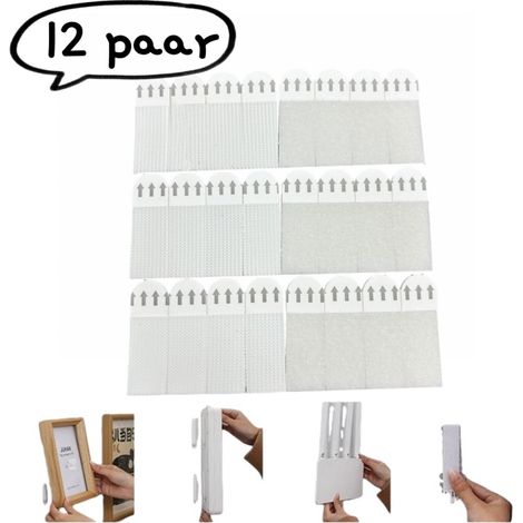 Lot de 12 paires d autocollants magnétiques pour photos fixation murale sans clous ni perçage pour cadres photos de mariage faciles à retirer sans traces couleur blanche (1/5)