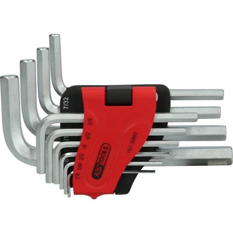 KS Tools Innensechskant-Winkelstiftschlüssel-Satz, im Klapphalter,10-tlg.1/16"-3/8" (1/4)