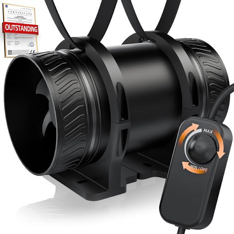 Ventilateur Extracteur d’Air Réglable 100 mm avec Base, 8 W 310 m³/h, Silencieux, Protection Surchauffe, Ventilateur de Conduit pour Serre, Salle de Bain, Cave Humide, Garage, Cuisine (1/5)
