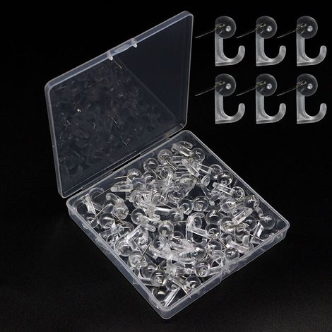 50 chinchetas transparentes, ganchos para colgar, ganchos de pared de plástico para tableros de corcho, mapas, fotos, calendarios, hogar, escuela, material de oficina -Crezuo