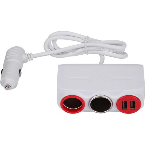 Chargeur allume-cigare voiture 120W USB double interface avec récupération automatique arrêt (Blanc Rouge) (1/5)