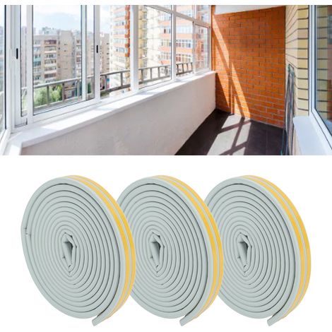 3 jeux de bandes d'étanchéité 963000mm, outils de calfeutrage, bandes auto-adhésives pour joints de fenêtres et de portes, gris. (1/5)