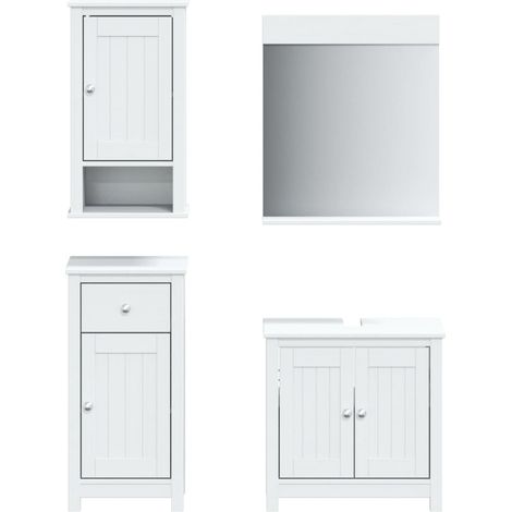 Maison Exclusive - 4-tlg. Badmöbel-Set BERG Weiß Massivholz Kiefe