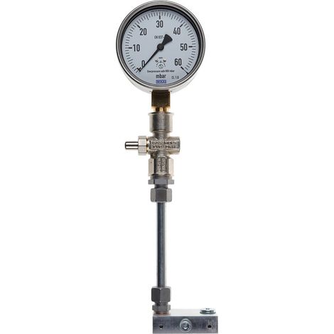 Manometer 0 bis 60 mbar W-MF mit Druckknopfhahn Ausf. A G 1/4 - 23011026032 von Weishaupt